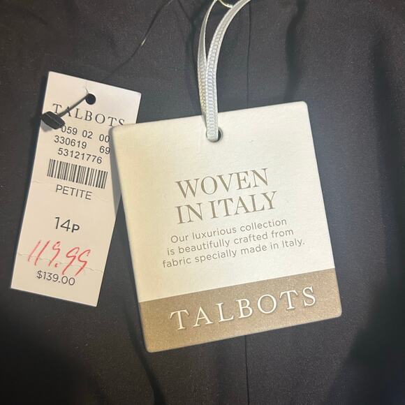 Talbots NWT Windsor dark brown black tweed wool wide leg trouser full length 14P - Picture 8 of 9